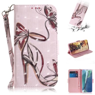 For Samsung Galaxy Note20 3D Colored Drawing Horizontal Flip Leather Case with Holder & Card Slots & Wallet & Lanyard(Butterfly 