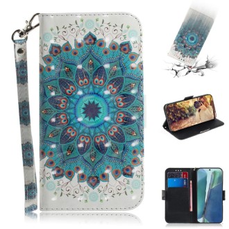 For Samsung Galaxy Note20 3D Colored Drawing Horizontal Flip Leather Case with Holder & Card Slots & Wallet & Lanyard(Peacock Wr