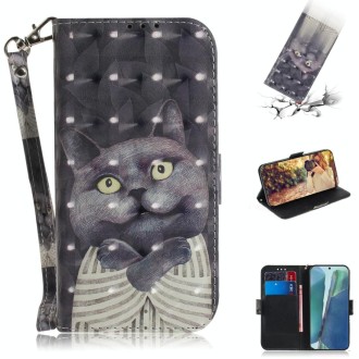 For Samsung Galaxy Note20 3D Colored Drawing Horizontal Flip Leather Case with Holder & Card Slots & Wallet & Lanyard(Hug Cat)