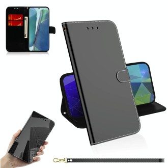 For Samsung Galaxy Note20 Imitated Mirror Surface Horizontal Flip Leather Case with Holder & Card Slots & Wallet & Lanyard(Black