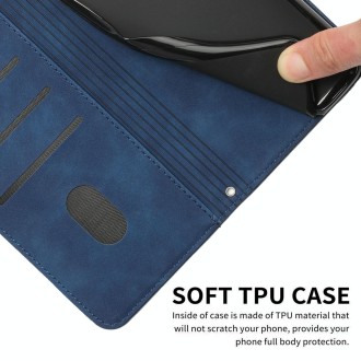 For Samsung Galaxy Note20 Skin Feel Heart Pattern Leather Phone Case With Lanyard(Blue)