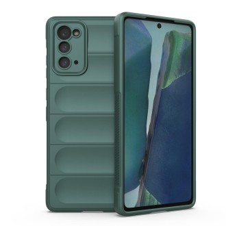 For Samsung Galaxy Note20 Magic Shield TPU + Flannel Phone Case(Dark Green)