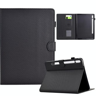 For Samsung Galaxy Tab S9 / S9 FE Solid Color Fiber Texture Smart Tablet Leather Case(Black)