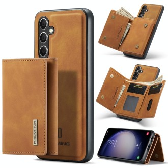 For Samsung Galaxy S23 FE 5G DG.MING M1 Series 3-Fold Multi Card Wallet + Magnetic Phone Case(Brown)