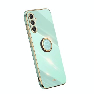 For Samsung Galaxy S23 FE 5G XINLI Straight Edge 6D Electroplate TPU Phone Case with Ring Holder(Mint Green)