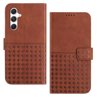 For Samsung Galaxy S23 FE 5G Woven Embossed RFID Blocking Leather Phone Case(Brown)