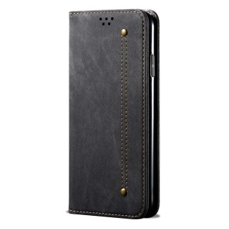 For Samsung Galaxy S23 FE 5G Denim Texture Casual Style Horizontal Flip Leather Case(Black)