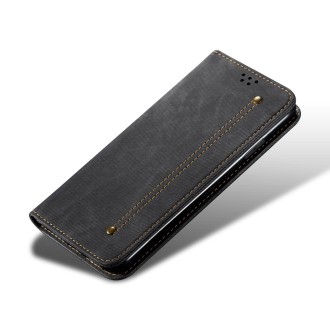 For Samsung Galaxy S23 FE 5G Denim Texture Casual Style Horizontal Flip Leather Case(Black)