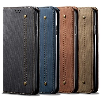 For Samsung Galaxy S23 FE 5G Denim Texture Casual Style Horizontal Flip Leather Case(Black)