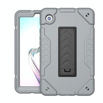 For Samsung Galaxy Tab A9+ Armor Holder Silicone Hybrid PC Tablet Case(Grey Black)