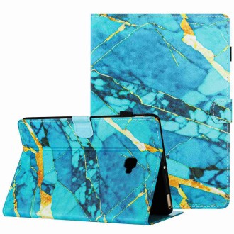 For Samsung Galaxy Tab A 10.1 T580 Marble Pattern Stitching Smart Leather Tablet Case(Gold Blue)