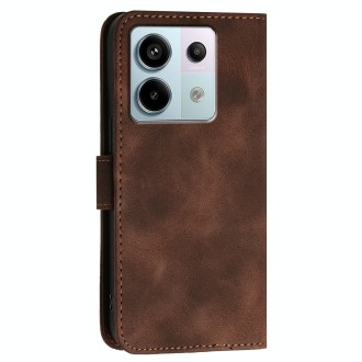 For Redmi Note 13 Pro 5G YX0080 Grid Butterfly Embossed Pattern Flip Leather Phone Case with Lanyard(Coffee)