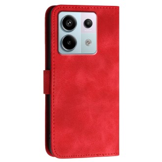 For Redmi Note 13 Pro 5G YX0080 Grid Butterfly Embossed Pattern Flip Leather Phone Case with Lanyard(Red)