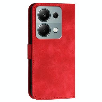 For Redmi Note 13 Pro 4G YX0080 Grid Butterfly Embossed Pattern Flip Leather Phone Case with Lanyard(Red)