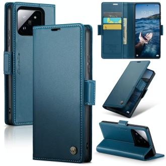 For Xiaomi 14 Pro CaseMe 023 Butterfly Buckle Litchi Texture RFID Anti-theft Leather Phone Case(Blue)