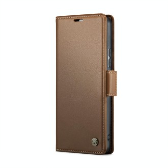 For Xiaomi Redmi Note 13 Pro 5G CaseMe 023 Butterfly Buckle Litchi Texture RFID Anti-theft Leather Phone Case(Brown)