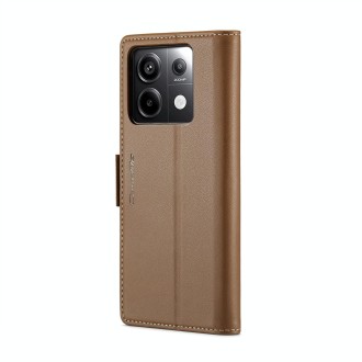 For Xiaomi Redmi Note 13 Pro 5G CaseMe 023 Butterfly Buckle Litchi Texture RFID Anti-theft Leather Phone Case(Brown)