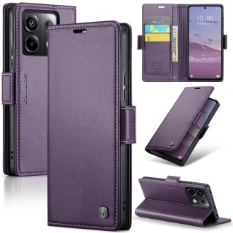 For Xiaomi Redmi Note 13 Pro 5G CaseMe 023 Butterfly Buckle Litchi Texture RFID Anti-theft Leather Phone Case(Pearly Purple)