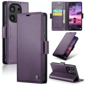 For Xiaomi Redmi Note 13 Pro 4G CaseMe 023 Butterfly Buckle Litchi Texture RFID Anti-theft Leather Phone Case(Pearly Purple)