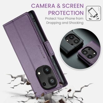 For Xiaomi Redmi Note 13 Pro 4G CaseMe 023 Butterfly Buckle Litchi Texture RFID Anti-theft Leather Phone Case(Pearly Purple)