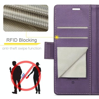 For Xiaomi Redmi Note 13 Pro 4G CaseMe 023 Butterfly Buckle Litchi Texture RFID Anti-theft Leather Phone Case(Pearly Purple)