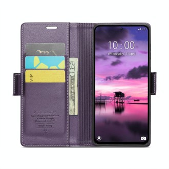 For Xiaomi Redmi Note 13 Pro 4G CaseMe 023 Butterfly Buckle Litchi Texture RFID Anti-theft Leather Phone Case(Pearly Purple)