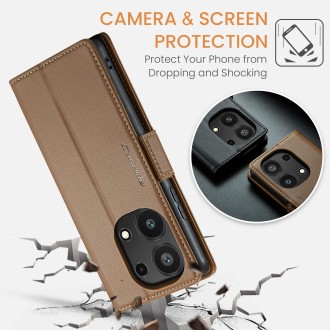 For Xiaomi Redmi Note 13 Pro 4G CaseMe 023 Butterfly Buckle Litchi Texture RFID Anti-theft Leather Phone Case(Brown)