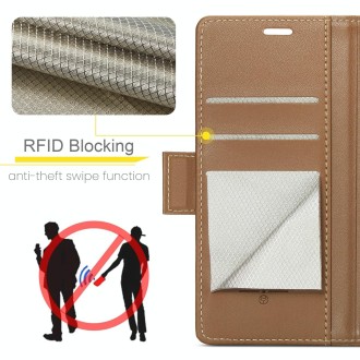 For Xiaomi Redmi Note 13 Pro 4G CaseMe 023 Butterfly Buckle Litchi Texture RFID Anti-theft Leather Phone Case(Brown)