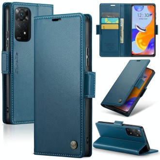 For Xiaomi Redmi Note 11 Pro 5G Global CaseMe 023 Butterfly Buckle Litchi Texture RFID Anti-theft Leather Phone Case(Blue)