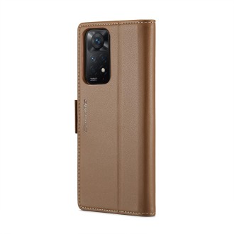 For Xiaomi Redmi Note 11 Pro 5G Global CaseMe 023 Butterfly Buckle Litchi Texture RFID Anti-theft Leather Phone Case(Brown)