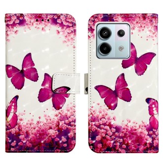 For Xiaomi Redmi Note 13 Pro 5G Global 3D Painting Horizontal Flip Leather Phone Case(Rose Butterfly)