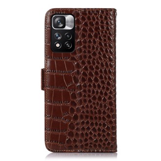 For Xiaomi Redmi Note 11 Pro 4G / 5G Global Crocodile Top Layer Cowhide Leather Phone Case(Brown)