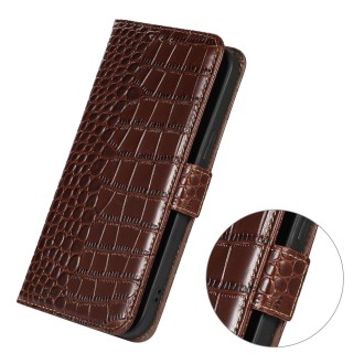 For Xiaomi Redmi Note 11 Pro 4G / 5G Global Crocodile Top Layer Cowhide Leather Phone Case(Brown)