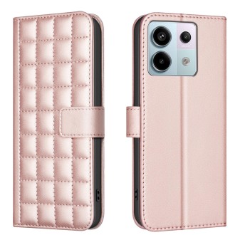 For Redmi Note 13 Pro 4G Global Square Texture Leather Phone Case(Rose Gold)