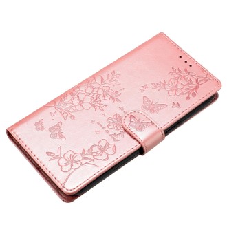 For Redmi Note 13 Pro 5G Butterflies and Flowers Leather Phone Case(Rose Gold)