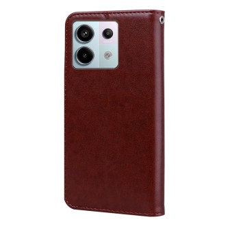 For Xiaomi Redmi Note 13 Pro 4G Rose Embossed Flip PU Leather Phone Case(Brown)