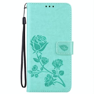 For Xiaomi Redmi Note 13 Pro 5G / Poco X6 Rose Embossed Flip PU Leather Phone Case(Green)