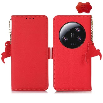 For Xiaomi 13 Ultra Side-Magnetic TJ Genuine Leather RFID Phone Case(Red)