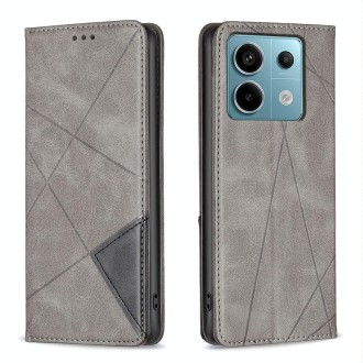 For Xiaomi Redmi Note 13 Pro Rhombus Texture Magnetic Leather Phone Case(Grey)