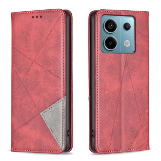 For Xiaomi Redmi Note 13 Pro Rhombus Texture Magnetic Leather Phone Case(Red)