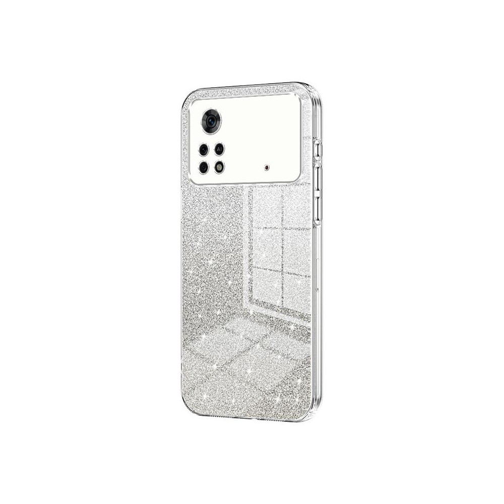 For Xiaomi Poco X4 Pro 5G Gradient Glitter Powder Electroplated Phone Case(Transparent)