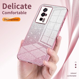 For Xiaomi Poco X4 Pro 5G Gradient Glitter Powder Electroplated Phone Case(Transparent)