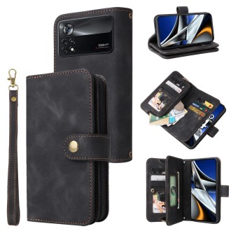 For Xiaomi Poco X4 Pro 5G Multifunctional Card Slot Zipper Wallet Leather Phone Case(Black)