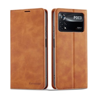 For Xiaomi Poco X4 Pro 5G Forwenw Dream Series Oil Edge Strong Magnetism Leather Phone Case(Brown)