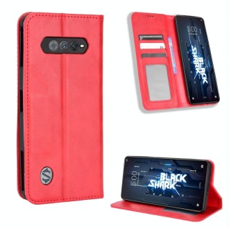 For Xiaomi Black Shark 5 RS Magnetic Buckle Retro Texture Leather Phone Case(Red)