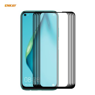 For Huawei P40 Lite 5 PCS ENKAY Hat-Prince Full Glue 0.26mm 9H 2.5D Tempered Glass Full Coverage Film