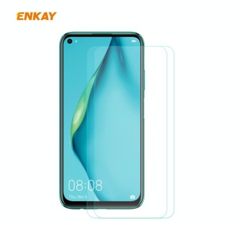 For Huawei P40 Lite 2 PCS ENKAY Hat-Prince 0.26mm 9H 2.5D Curved Edge Tempered Glass Film