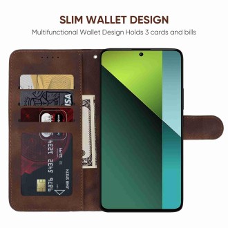 For Xiaomi Redmi Note 13 Pro 5G Skin Feel Geometric Lines Leather Phone Case(Brown)