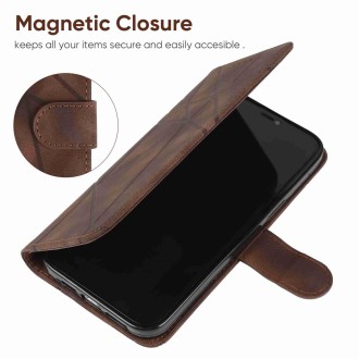 For Xiaomi Redmi Note 13 Pro 5G Skin Feel Geometric Lines Leather Phone Case(Brown)