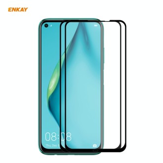 For Huawei P40 Lite 2 PCS ENKAY Hat-Prince Full Glue 0.26mm 9H 2.5D Tempered Glass Full Coverage Film